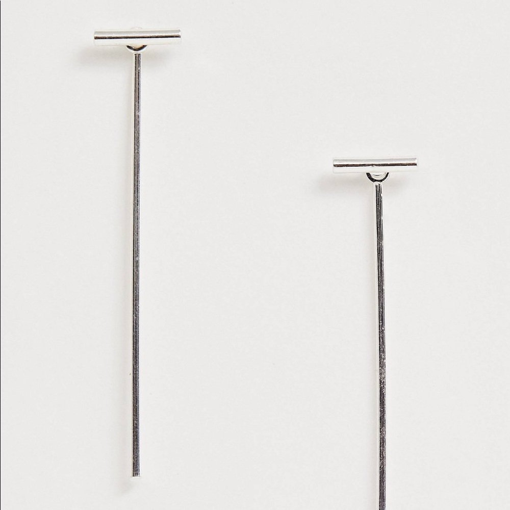French Connection Silver Drop Bar Earring